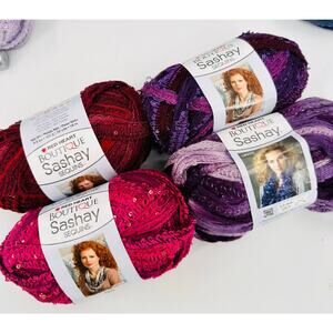 4 Red Heart Boutique Sashay Sequins Yarn CABERNET / PHLOX / CONCORD / BOOGIE